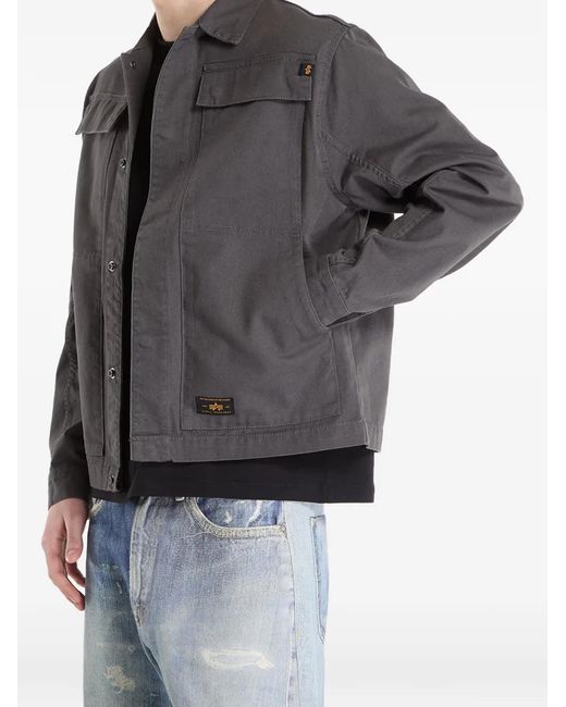 Alpha Industries Gray Logo-Patch Chore Jacket for men