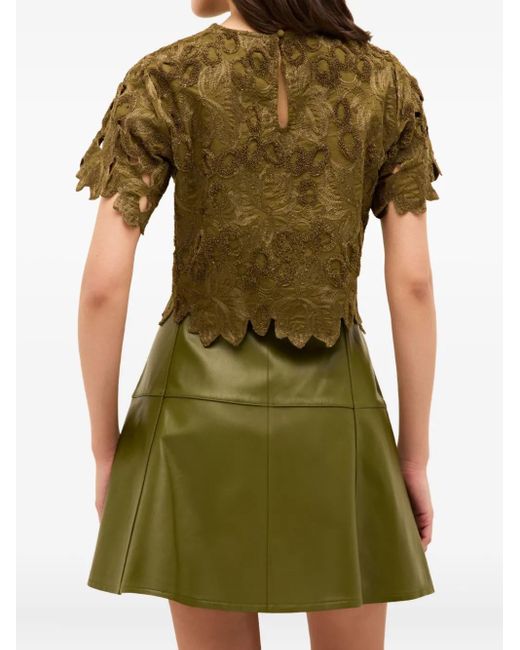 Marie Oliver Pelumi Blouse Met Borduurwerk En Gewelfde Afwerking in het Green