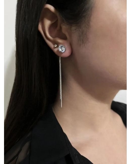 Hzmer Jewelry White Crystal-Embellished Earrings