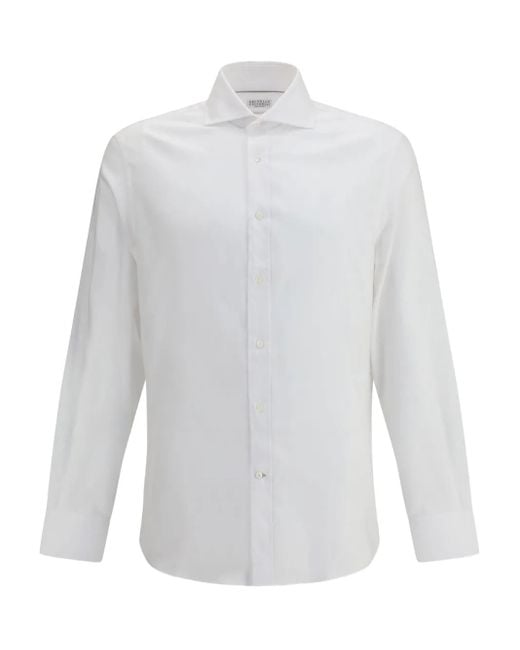メンズ Brunello Cucinelli ボタン シャツ White