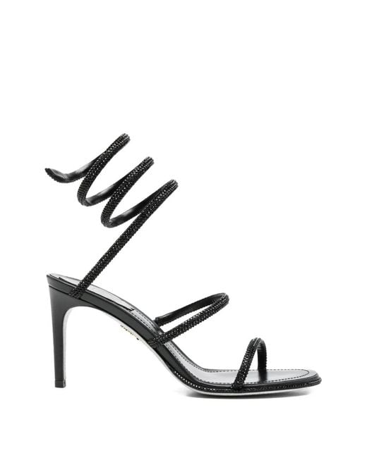 Rene Caovilla Black Open-Toe Sandals Crystal