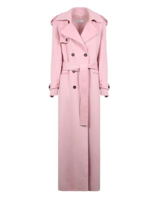 GIUSEPPE DI MORABITO Pink Double-Breasted Wool Trench Coat