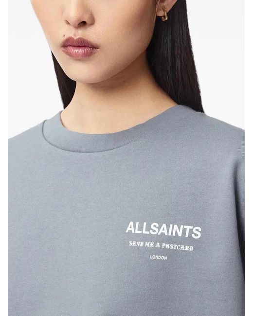 AllSaints Gray Logo-Print Oversized Sweatshirt