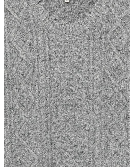R13 Gray Frayed Cable-Knit Top