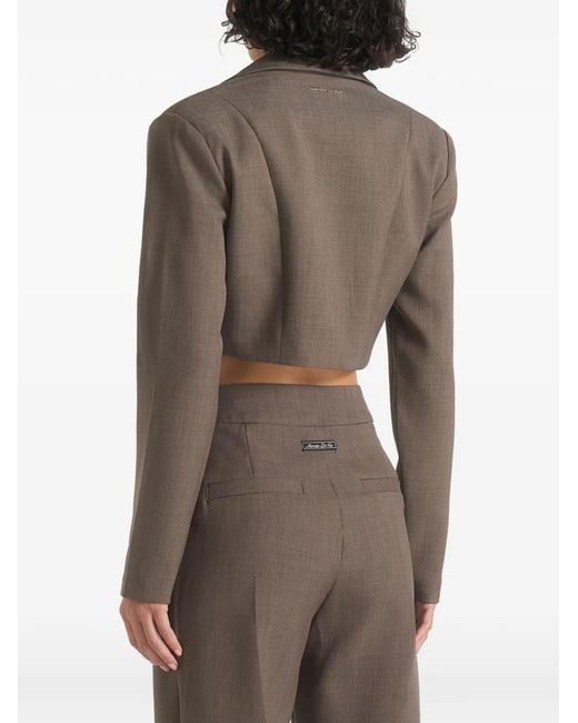 Manière De Voir Gray Dina Asymmetric Tailored Cropped Blazer