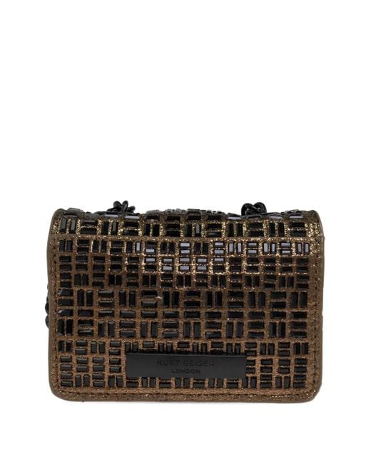 Kurt Geiger Black Crystal-Embellished Chain-Strap Mini Bag