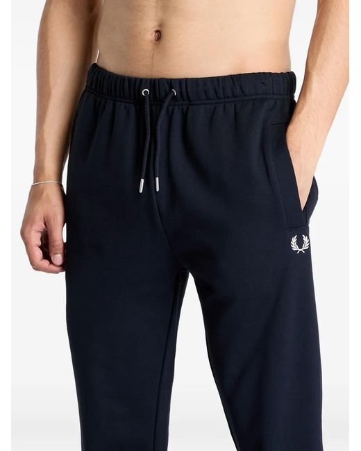 Fred Perry Blue Logo-Embroidered Track Pants for men