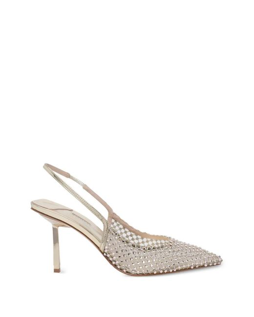 Le Silla White Gilda Pointed Heeled Pumps