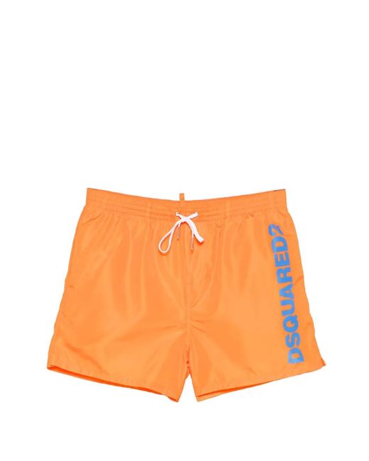 DSquared² Orange Logo Drawstring Swim Shorts for men
