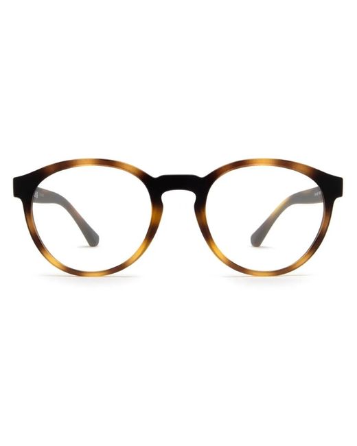 Emporio Armani Black Tortoiseshell-Effect Round Sunglasses for men