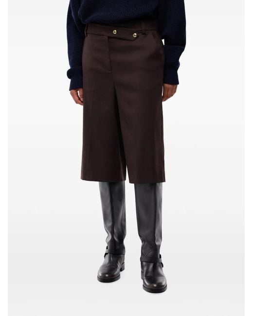 Pinko Gray Logo-Patch Pleated Trousers