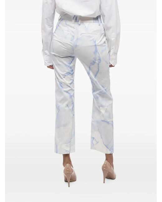 True Royal White Marble-Print Trousers