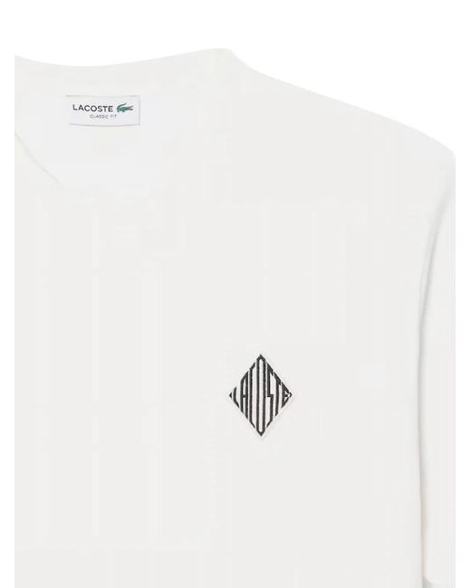 Lacoste White Embroidered-Logo T-Shirt for men