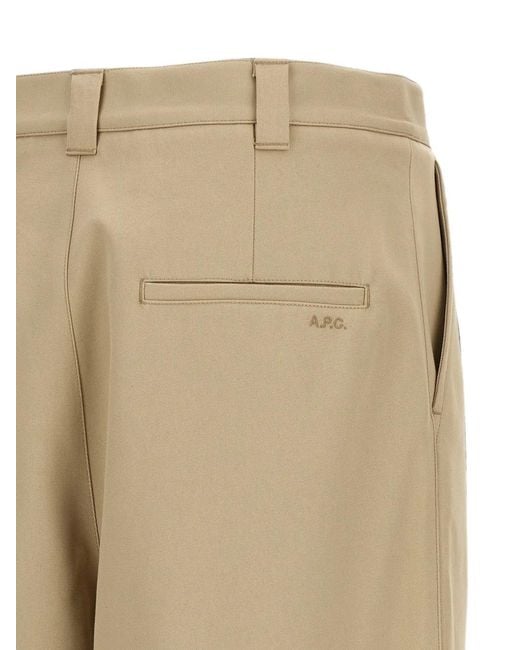 A.P.C. Natural Ricky Pleated Cotton Trousers for men