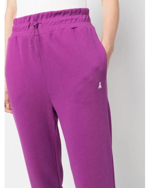 Patrizia Pepe Purple Logo-Print Cotton Track Pants
