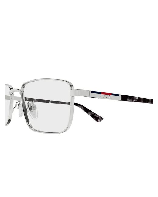 Gucci Metallic Rectangle-Frame Glasses for men