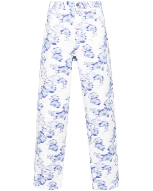 Isabel Marant Blue Floral-print Wide-leg Jeans for men