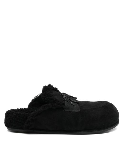 Rene Caovilla Black Crystal-Embellished Mules