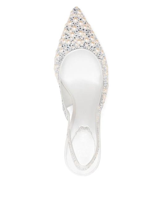 Rene Caovilla White 80Mm Pearl-Embellished Pumps