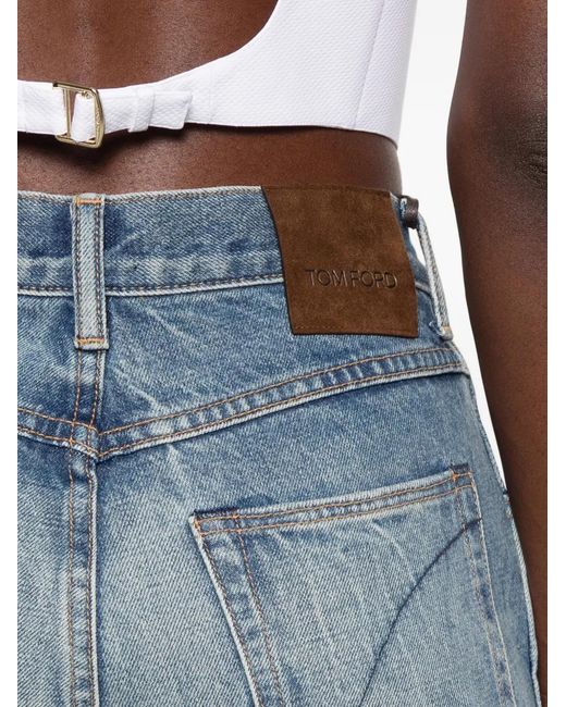 Tom Ford Blue Logo-Patch Jeans