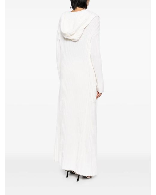 Teddy Cashmere Geribbelde Vestjas in het White