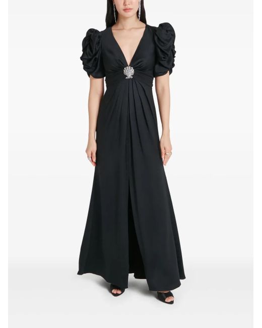 Temperley London Black Short-Sleeve Gown