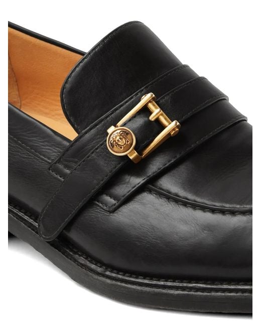 Versace Black Primo Leather Loafers for men