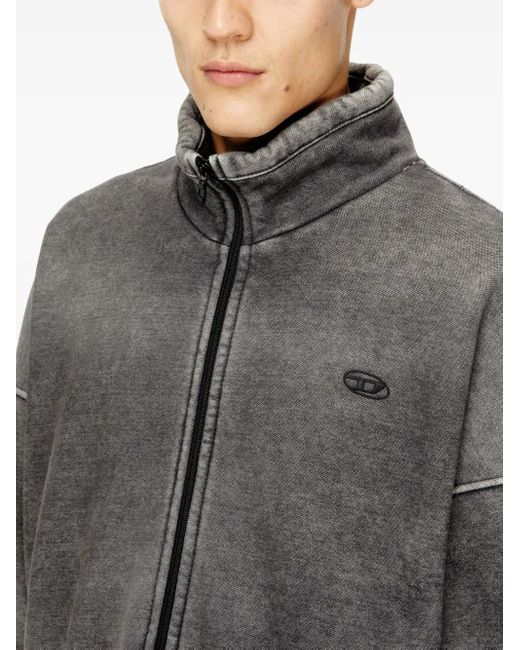 DIESEL Gray Batel-V1 Full-Zip Embroidered Jacket for men