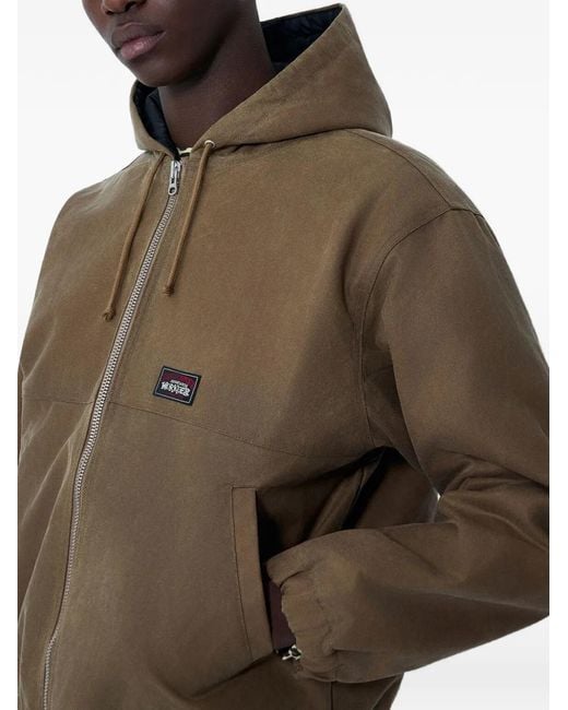 Stussy Brown Logo-Appliqué Hooded Jacket for men