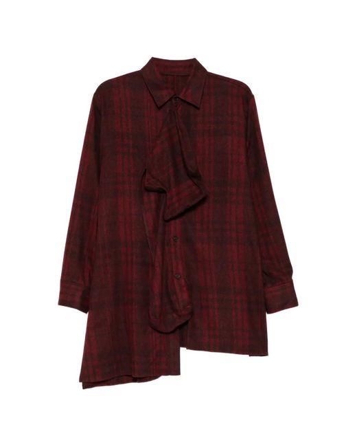 Yohji Yamamoto Purple Blouse Asymétrique À Carreaux