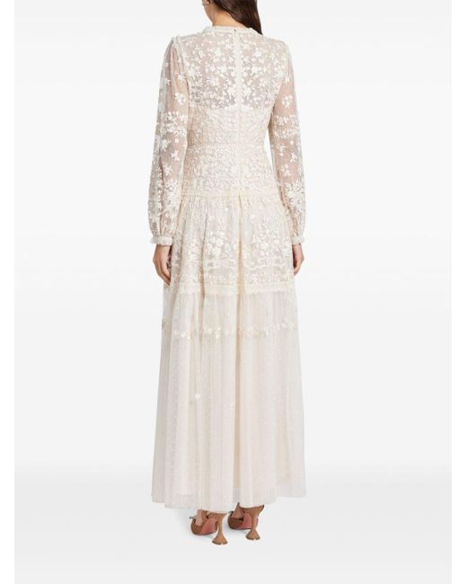 Needle & Thread White Emilana Lace Maxi Dress