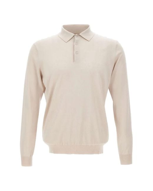 Kangra White Long-Sleeve Ribbed Polo for men