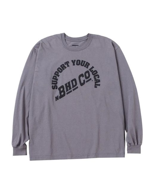 Neighborhood Gray Lettering-Print Long-Sleeve T-Shirt for men