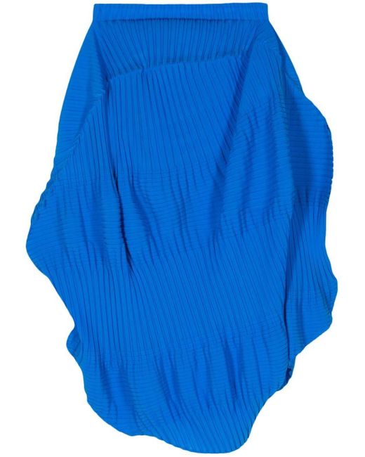 Issey Miyake Blue Aerate Pleats Midi Skirt