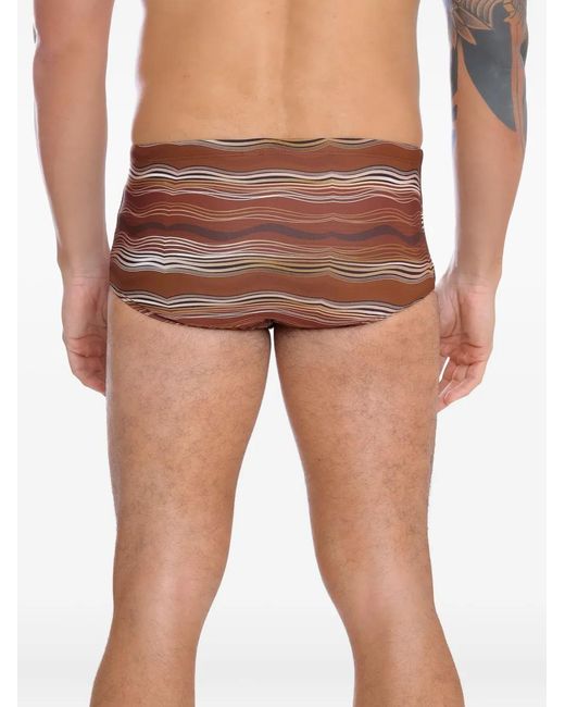 Amir Slama Brown Wave-Pattern Swim Briefs for men