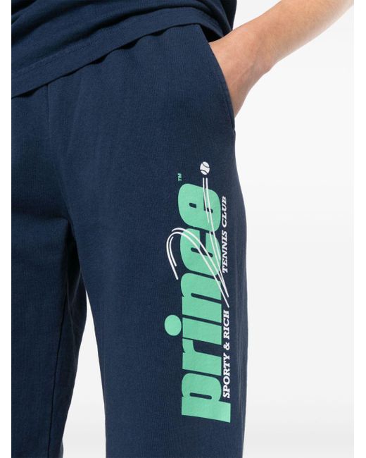 Sporty & Rich Blue Jerseyhose mit Logo-Print