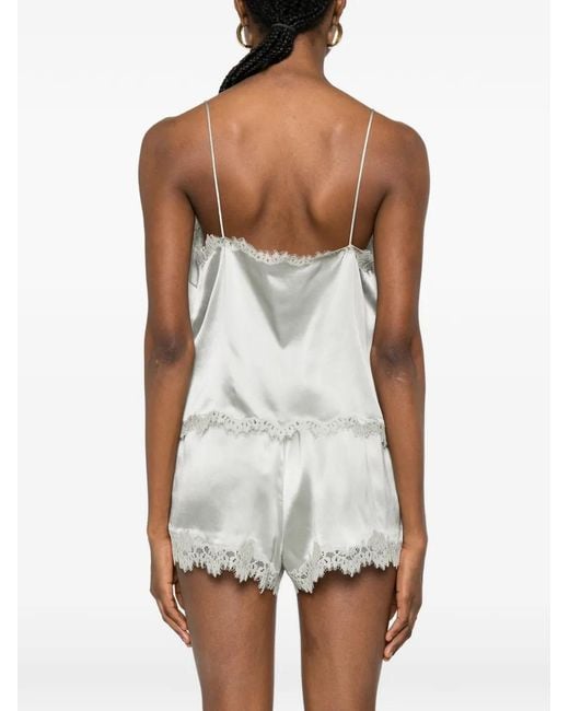 Doen White Loure Lace-Trim Top