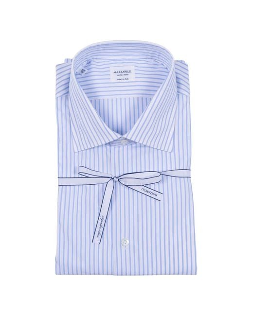Mazzarelli Blue Striped-Pattern Slim-Fit Shirt for men