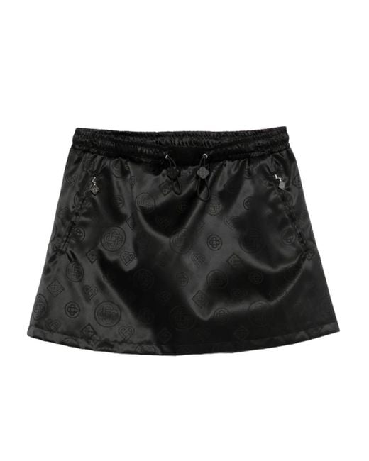 Casablanca Black Drawstring Patterned Mini Skirt