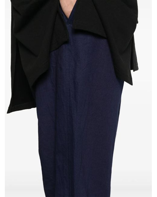 Yohji Yamamoto Blue Slub-Texture Trousers for men