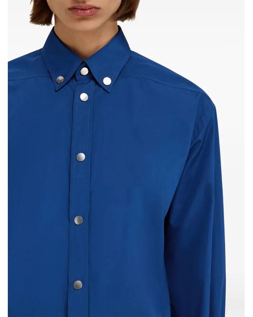 Ferragamo Blue Button-Down Collar Shirt for men