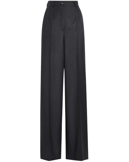 Dolce & Gabbana Blue Virgin Wool Palazzo Pants
