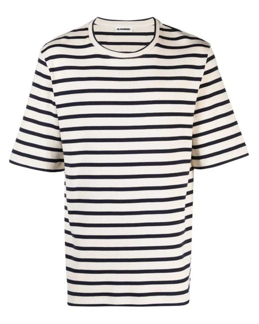 Jil Sander メンズ ブルー ストライプ Tシャツの通販はau PAY