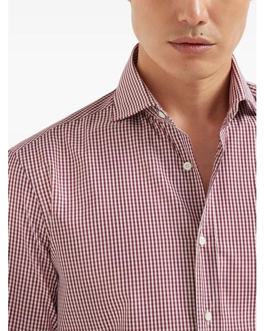 メンズ Brunello Cucinelli チェック シャツ Purple