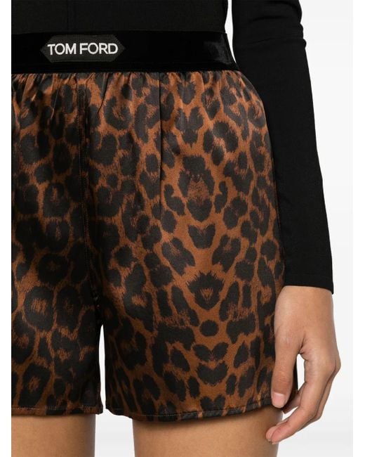 Tom Ford Black Leopard-print Track Shorts