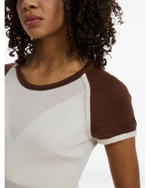 CUDDLEUP Brown Raglan-Sleeve Ribbed-Knit T-Shirt