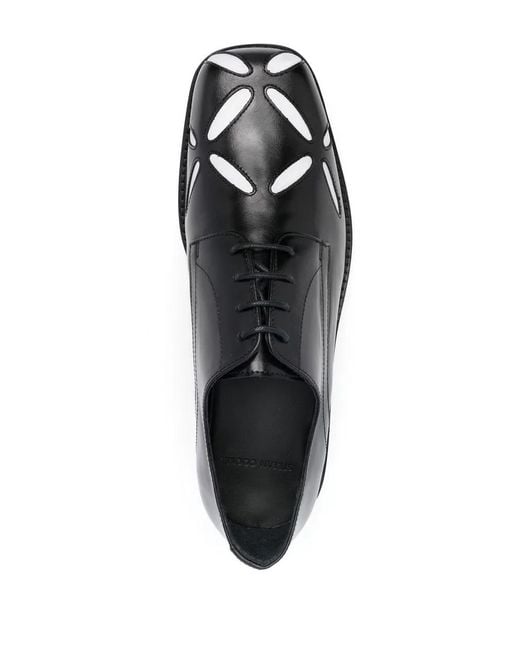 STEFAN COOKE Slashed Square-Toe Derby Shoes in Black for Men