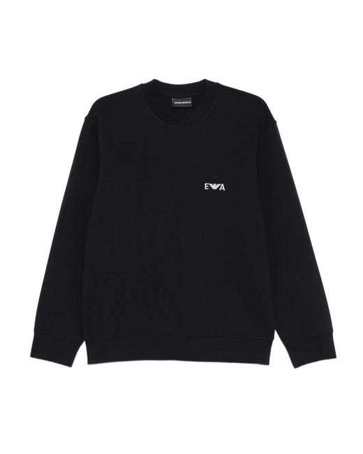 Emporio Armani Black Logo-Embroidered Sweatshirt for men