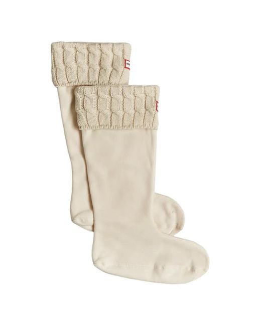 Hunter White Cable-Knit Cuff Socks