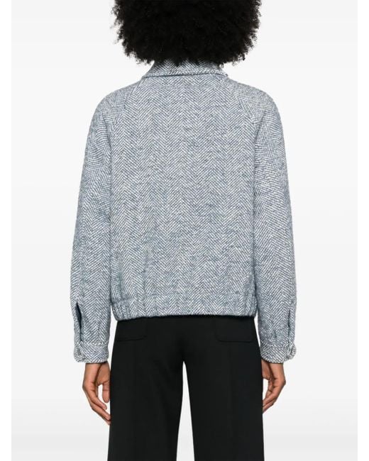 Woolrich Blue Herringbone-Pattern Jacket